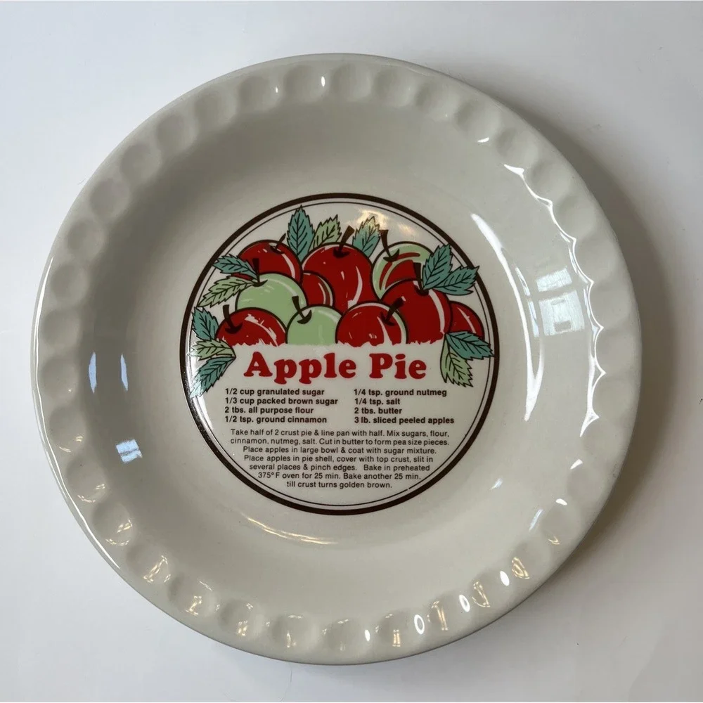 Sunnycraft Sunstone Apple Pie Recipe Ceramic Pie Baker Dish 11011 Scalloped